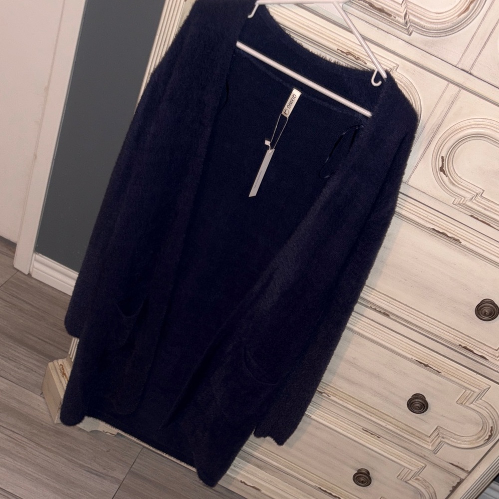 Cozy Blue Open Front Cardigan